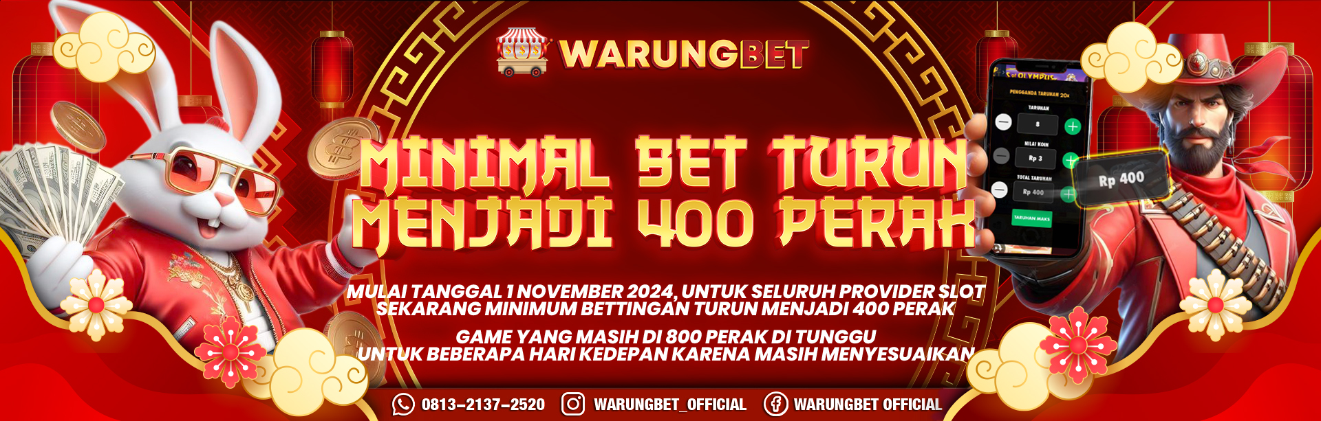 MINIMAL BET TURUN JADI 400 PERAK..!!!