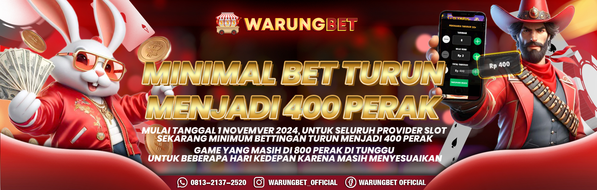 MINIMAL BET TURUN JADI 400 PERAK..!!!