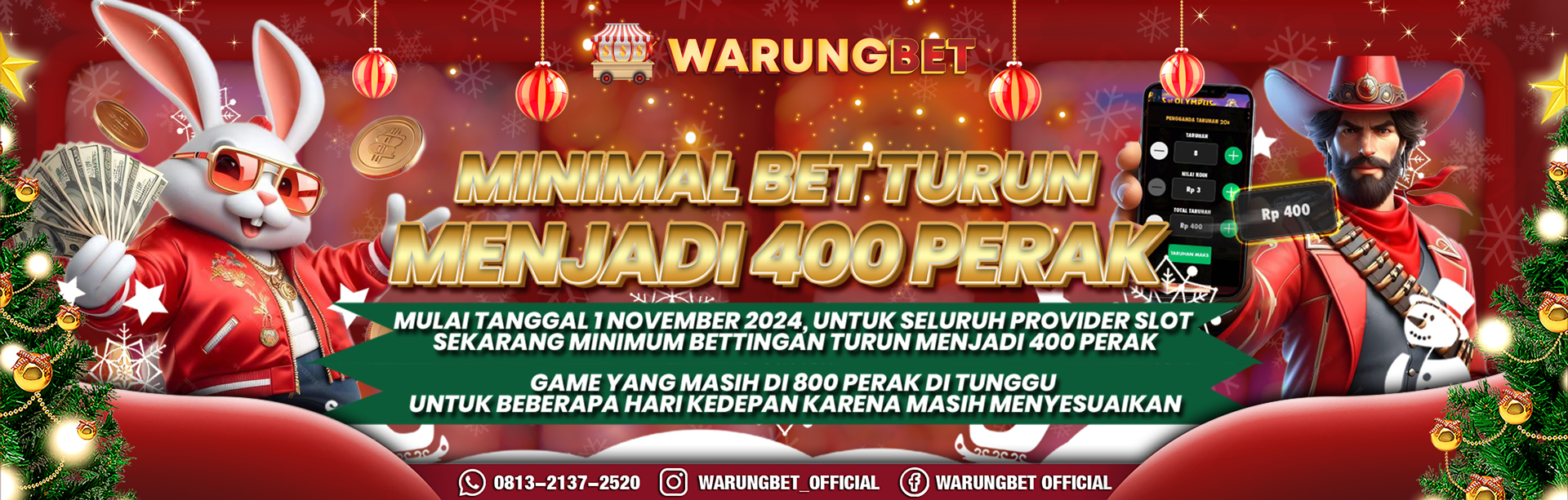 MINIMAL BET TURUN JADI 400 PERAK..!!!